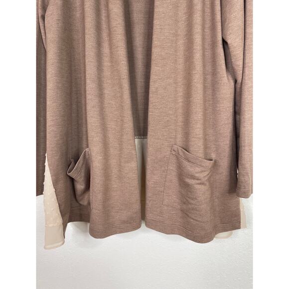 LOGO Lounge open front cardigan swiss dot trim L - Picture 3 of 7